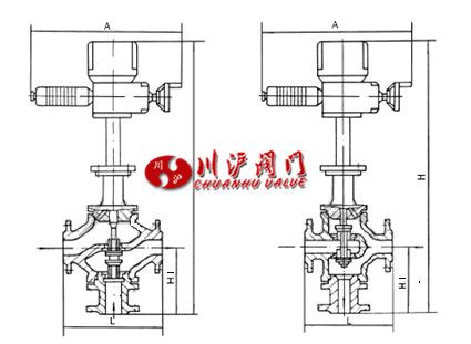 ZAZQ\ZAZX電動(dòng)三通調(diào)節(jié)閥 結(jié)構(gòu)圖